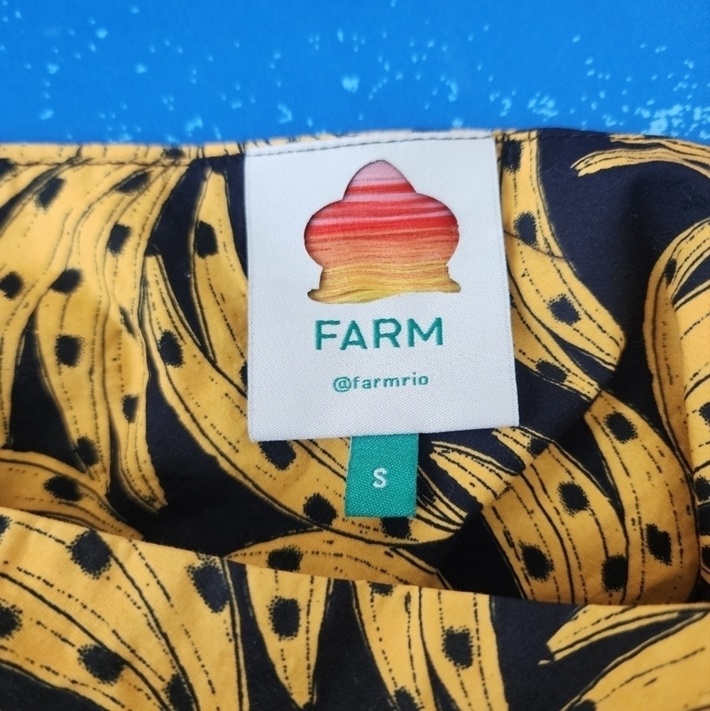 Farm Rio Spotted Bananas Puff One Shoulder Tiered Ruffle Midi Dress Beach S - Picture 11 of 13